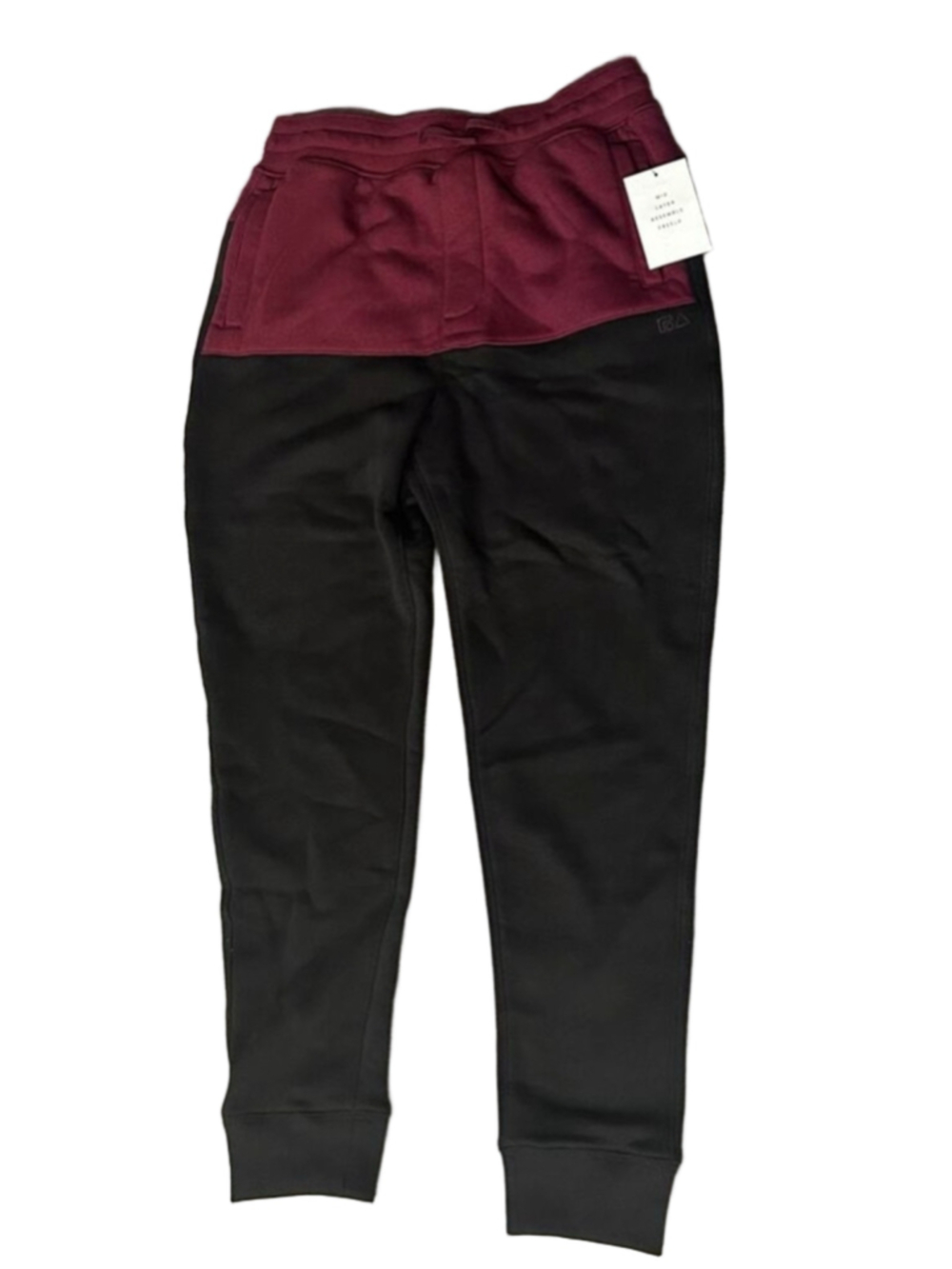 Free Assembly Colorblock Fleece Joggers Boys XL‎ 14/16 Burgundy Black NWT Active